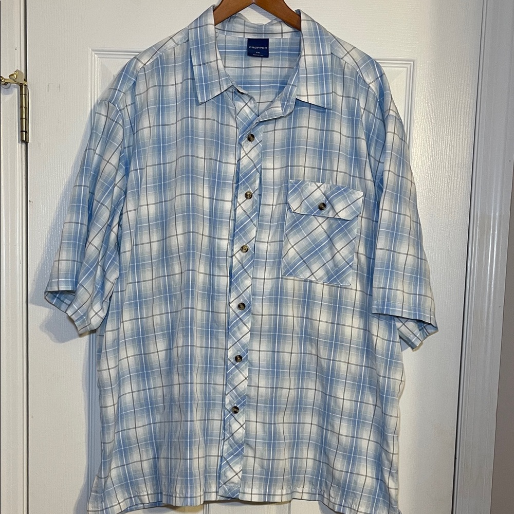 Propper Blue and White Plaid Button-Down Shirt XXL